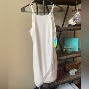 Off White special occasion dress with rhinestone detailing
